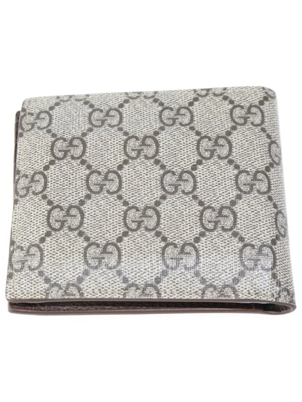 Gucci GG Supreme Compact Wallet Bifold Card Case Beige